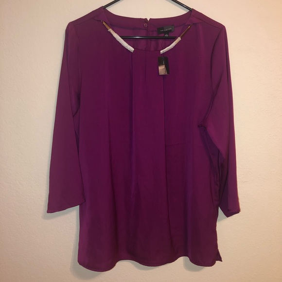 The Limited Tops - The Limited | Plum Blouse with Decorative Chain